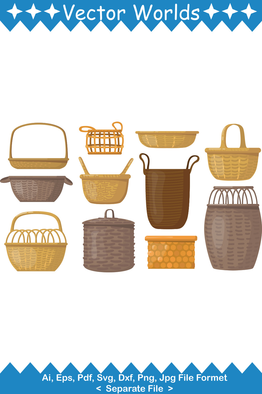 Picnic Basket SVG Vector Design pinterest preview image.