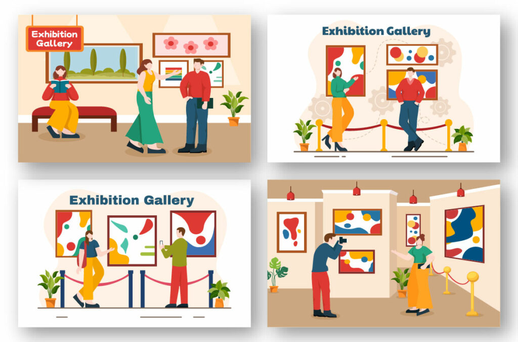 12 Exhibition Gallery Illustration - MasterBundles
