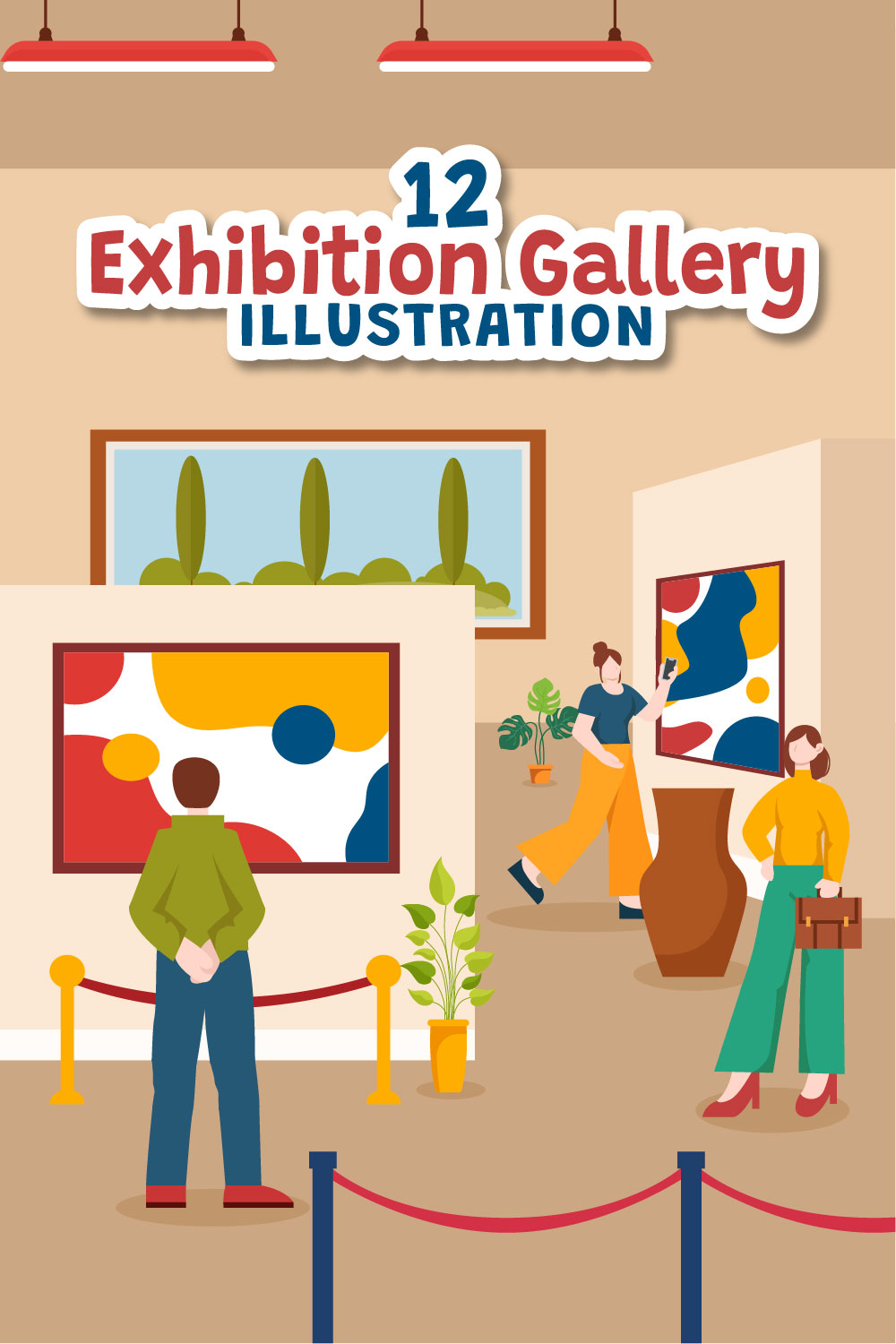 12 Exhibition Gallery Illustration pinterest preview image.