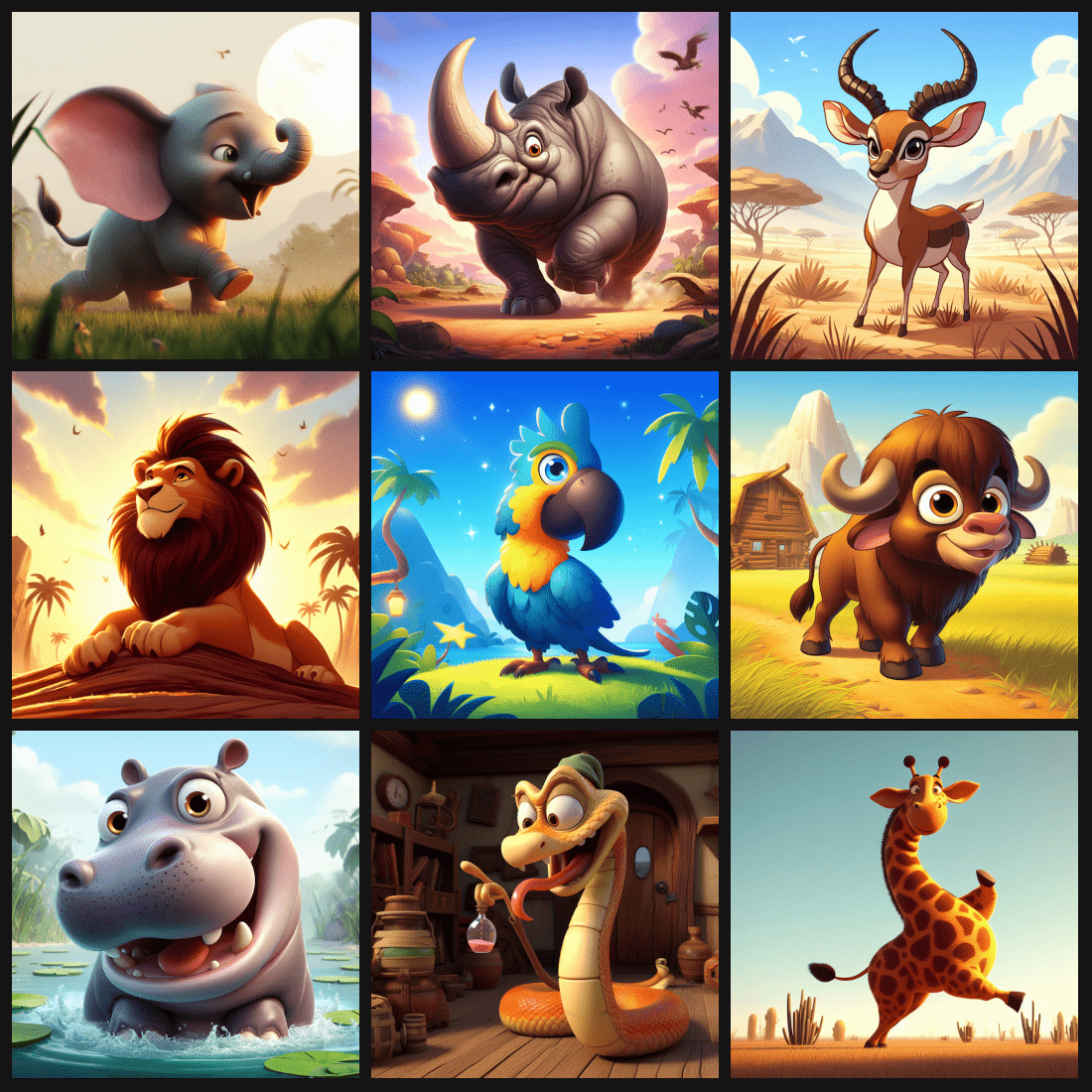 Exotic animated animals pack preview image.