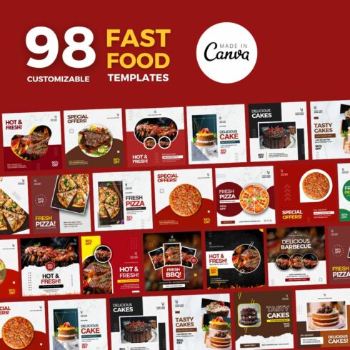 98 Fast Food Templates Design Bundle cover image.