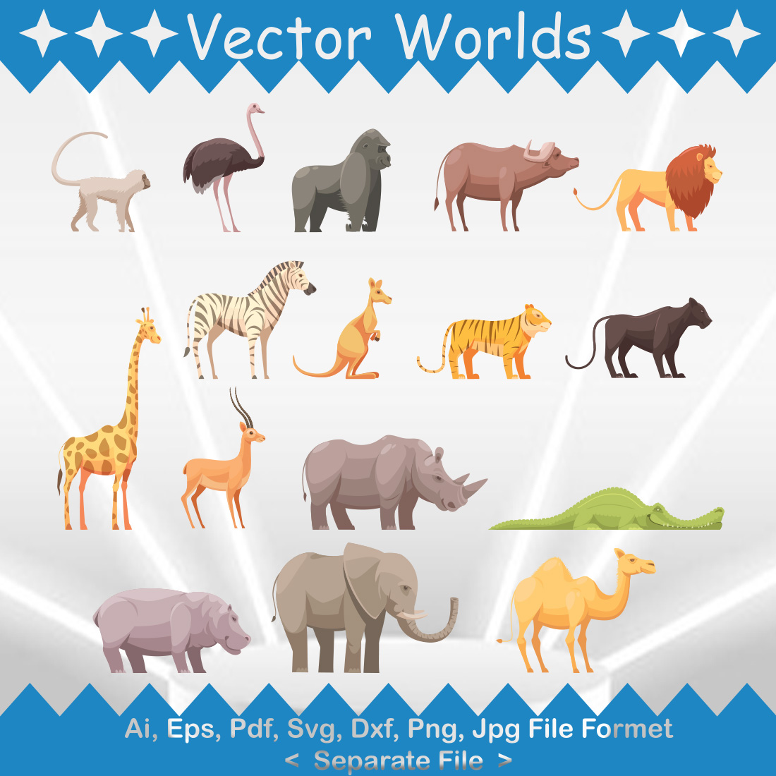 Zoo Animal SVG Vector Design preview image.