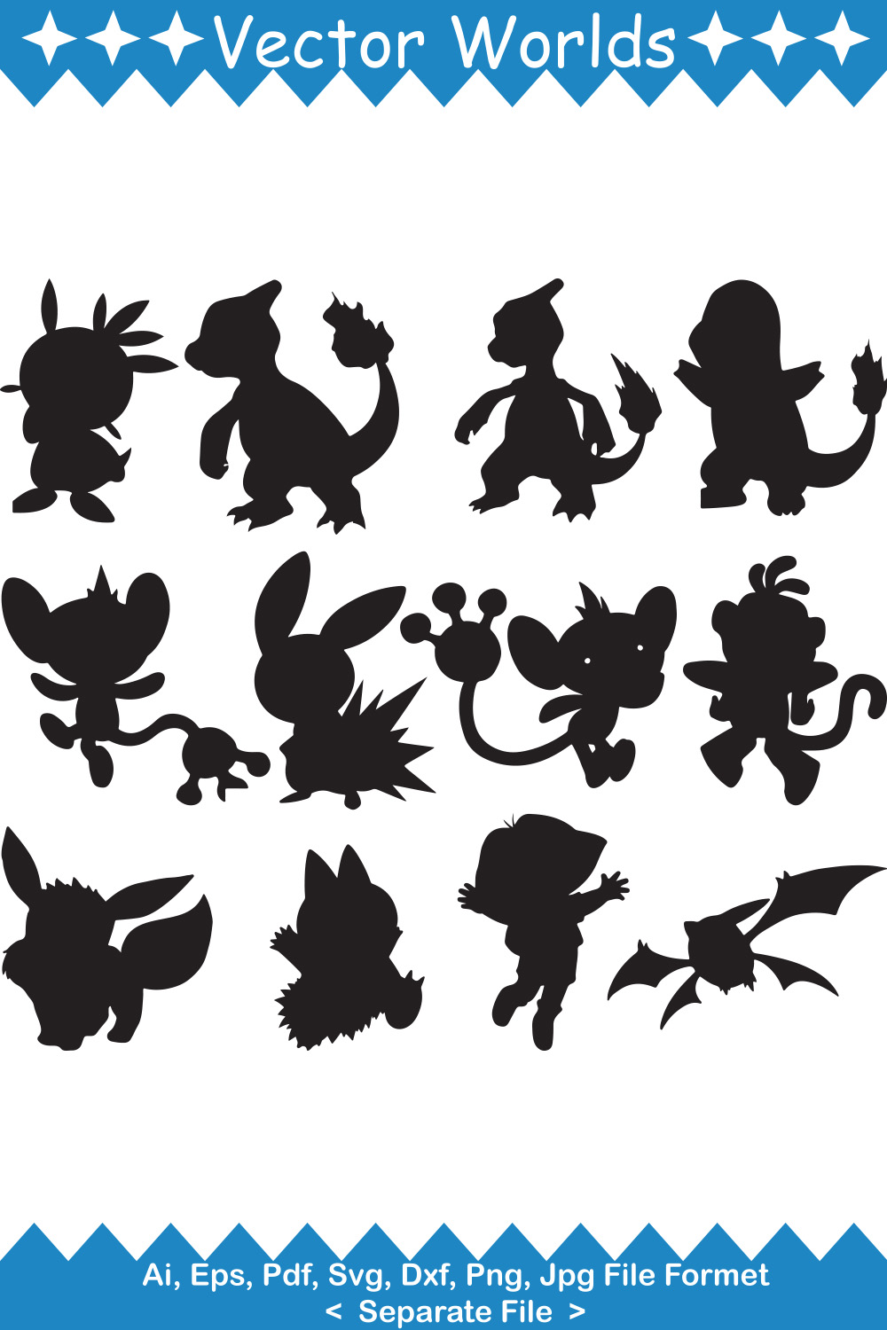 Pokémon Cartoon SVG Vector Design pinterest preview image.