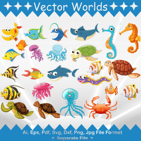 Sea Animals SVG Vector Design cover image.