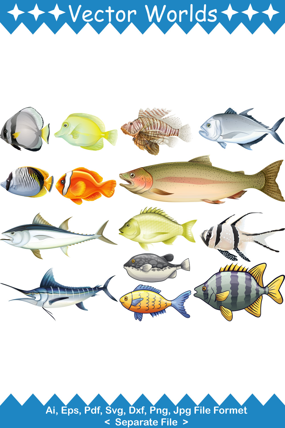 Fish SVG Vector Design pinterest preview image.