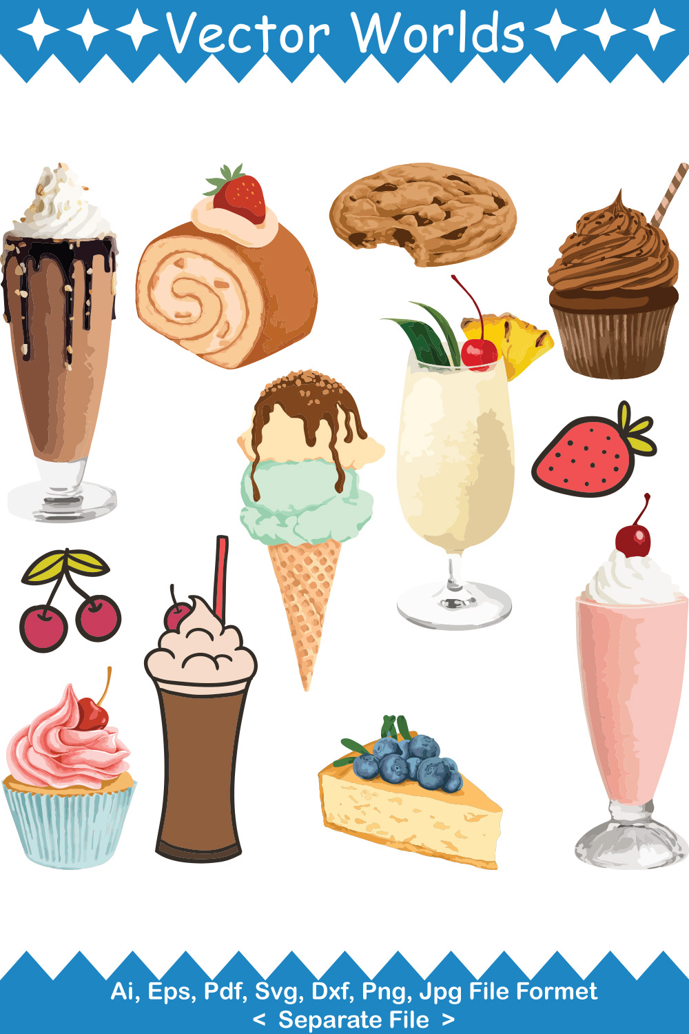 Milkshake SVG Vector Design pinterest preview image.