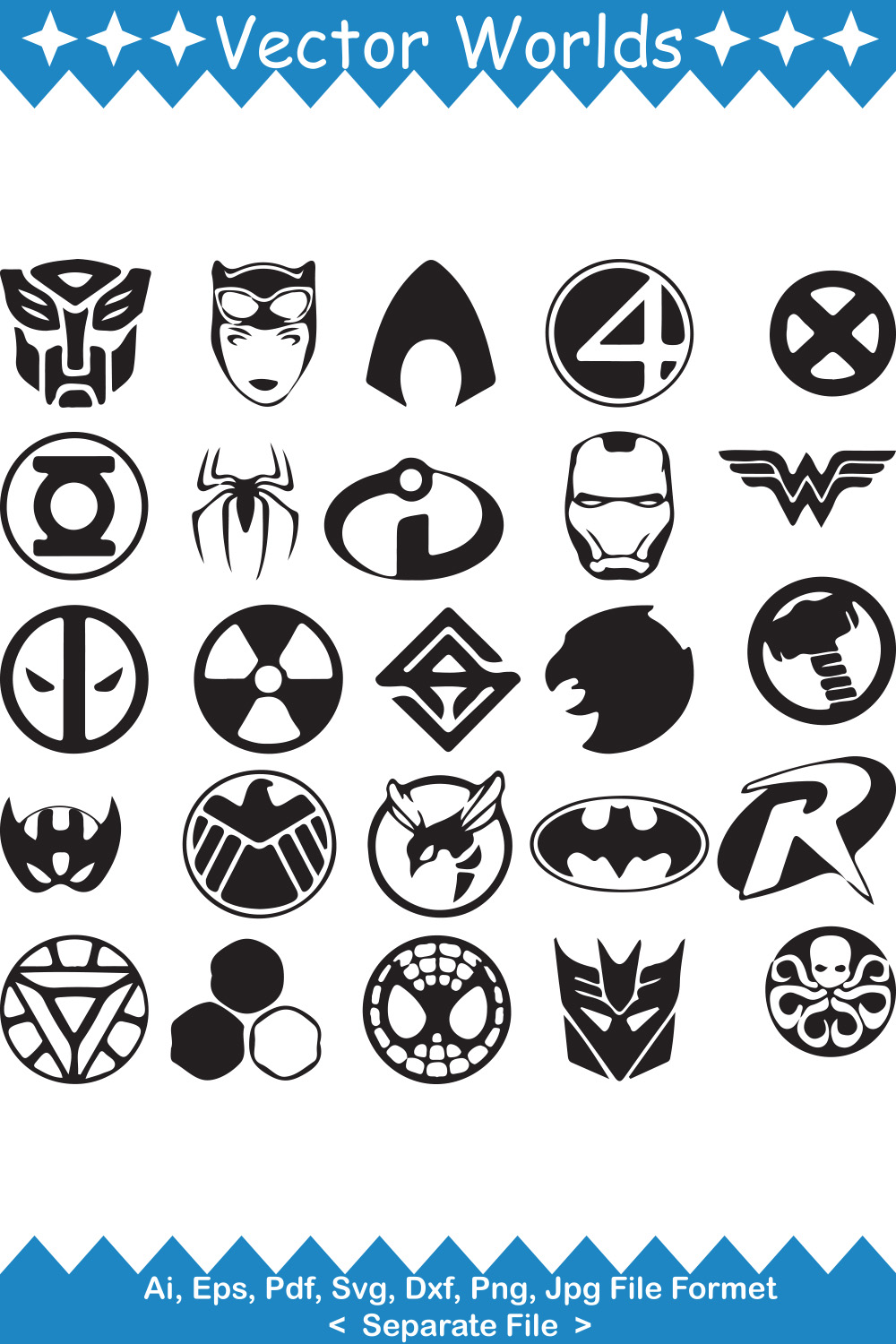 Super Hero's Logo SVG Vector Design pinterest preview image.
