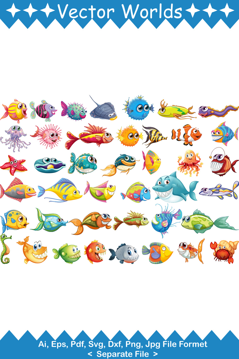 Fish SVG Vector Design pinterest preview image.