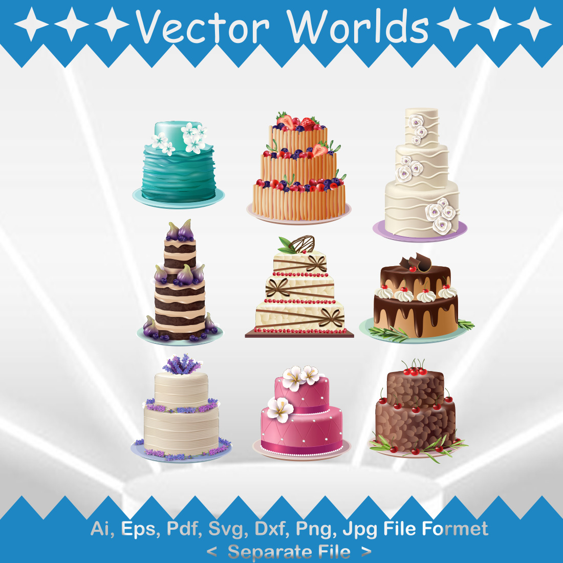 Sweet Baked Cake SVG Vector Design preview image.