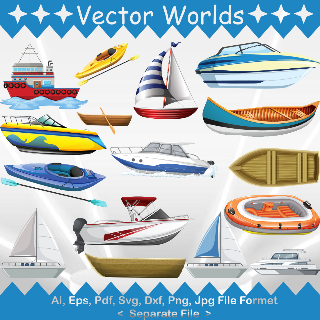 Boat SVG Vector Design preview image.