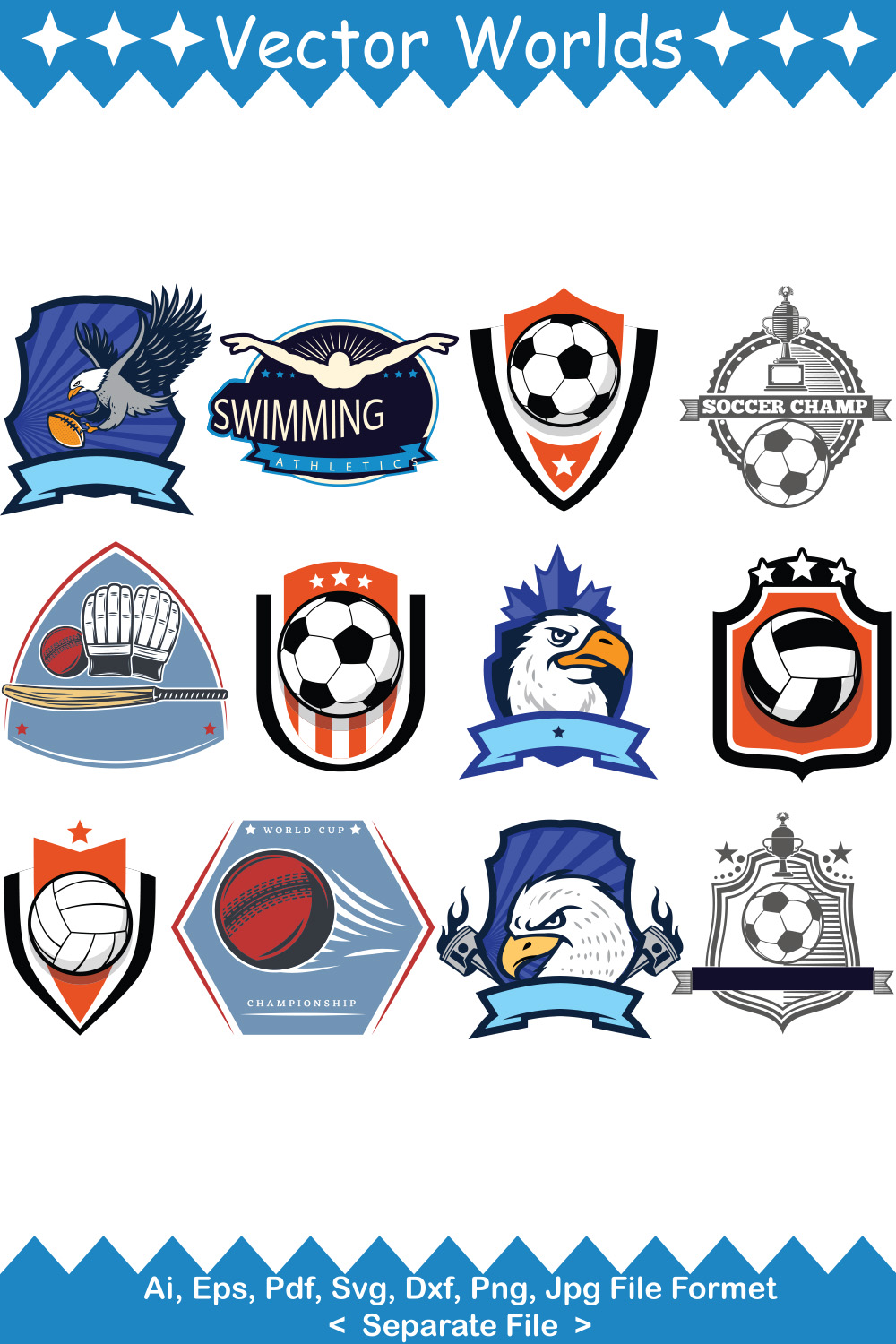 Sports Logos SVG Vector Design pinterest preview image.