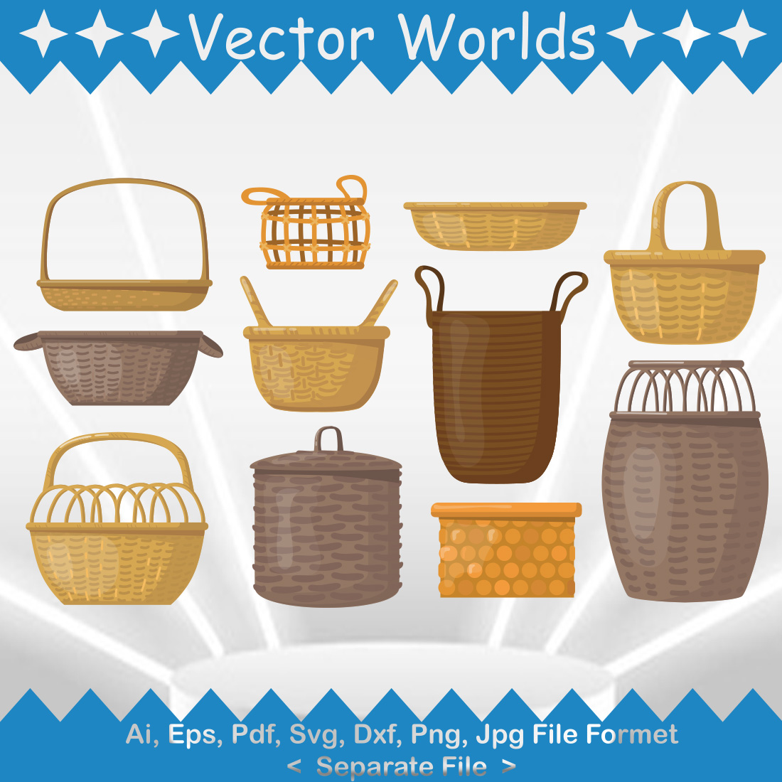 Picnic Basket SVG Vector Design preview image.