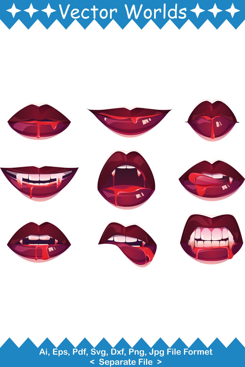 Vampire Mouth SVG Vector Design pinterest preview image.