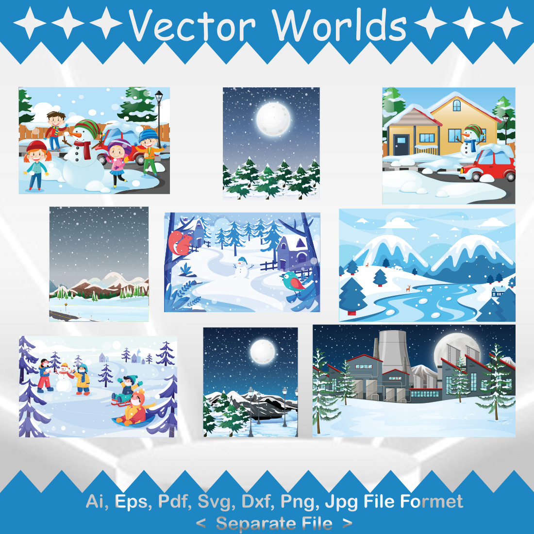 Snow Scene SVG Vector Design preview image.