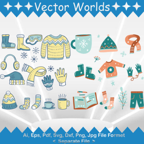 Winter Clothes SVG Vector Design cover image.