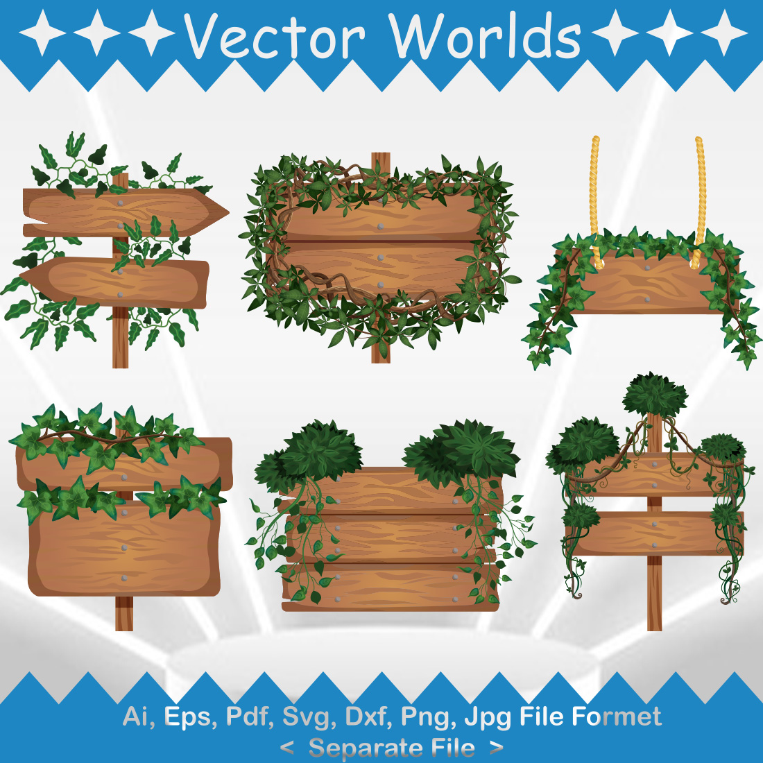 Wooden signboard SVG Vector Design preview image.