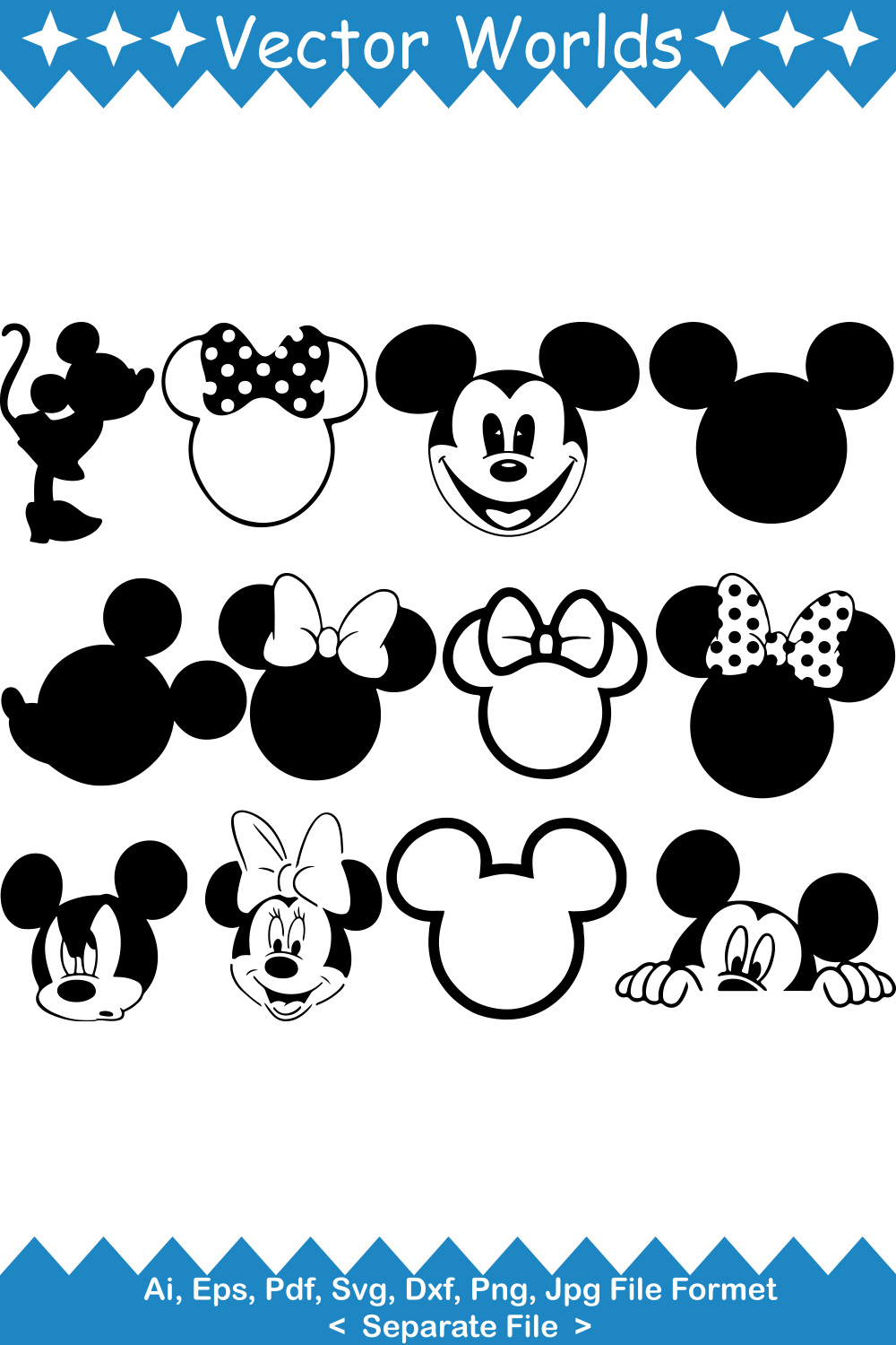 Mickey Mouse SVG Vector Design pinterest preview image.