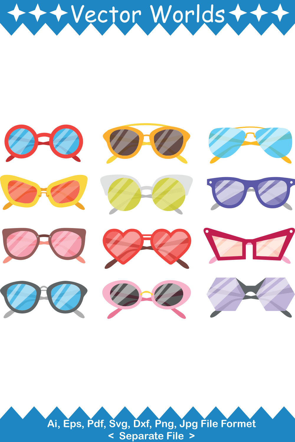 Sunglasses SVG Vector Design pinterest preview image.