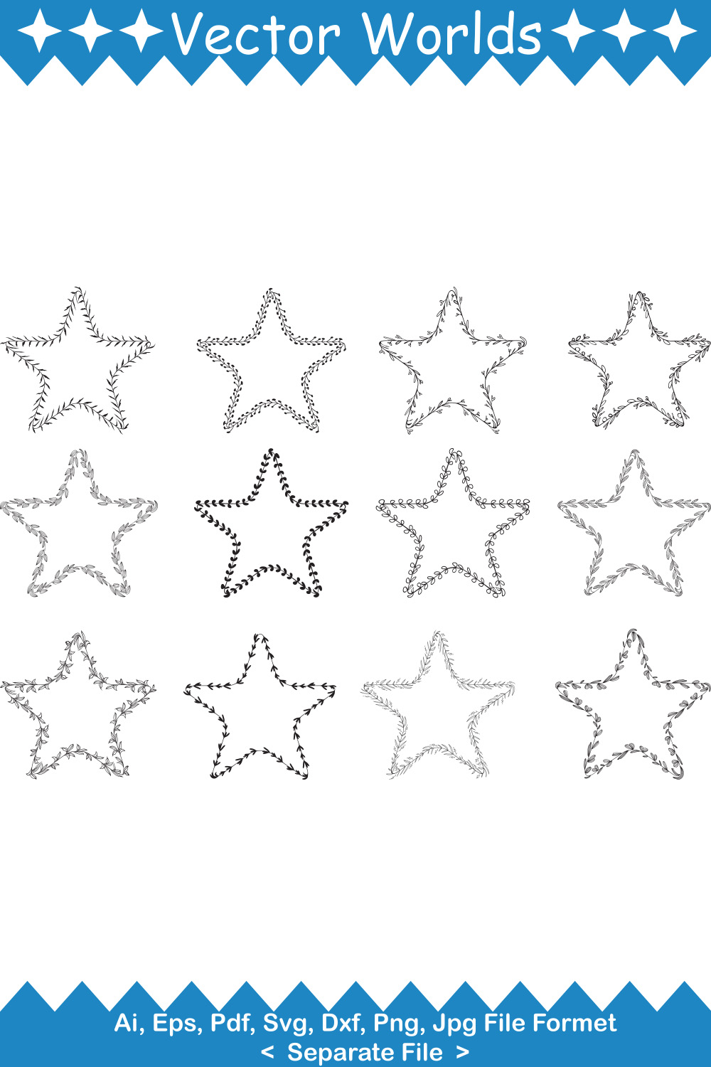 Star Shape SVG Vector Design pinterest preview image.