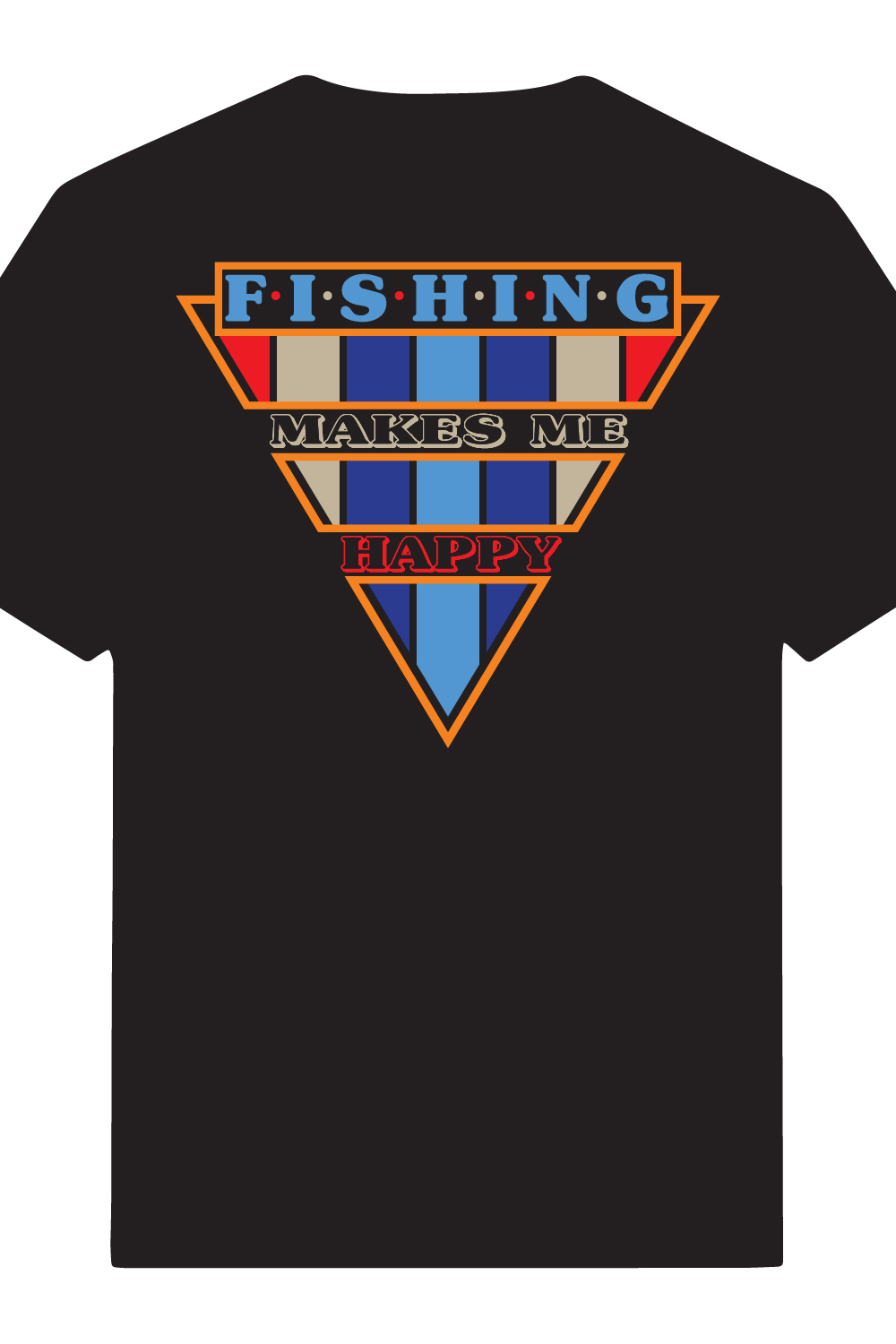Fishing makes me happy typography t-shirt design pinterest preview image.