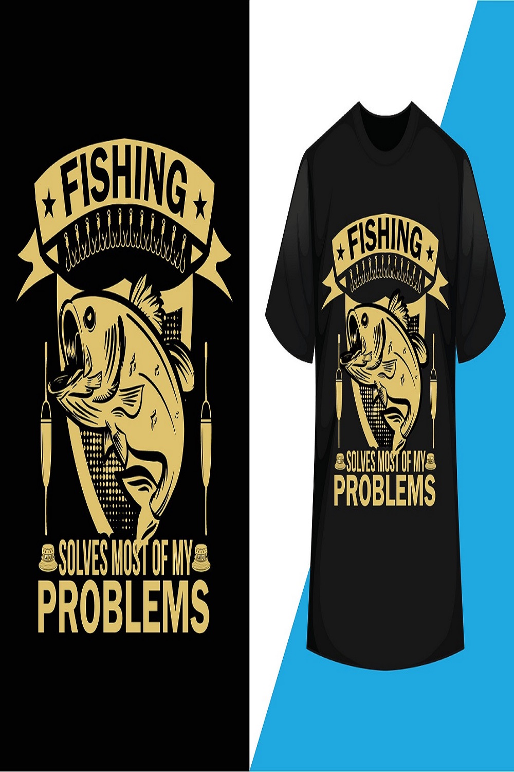 Fishing solves most of my problems fishing graphic pinterest preview image.