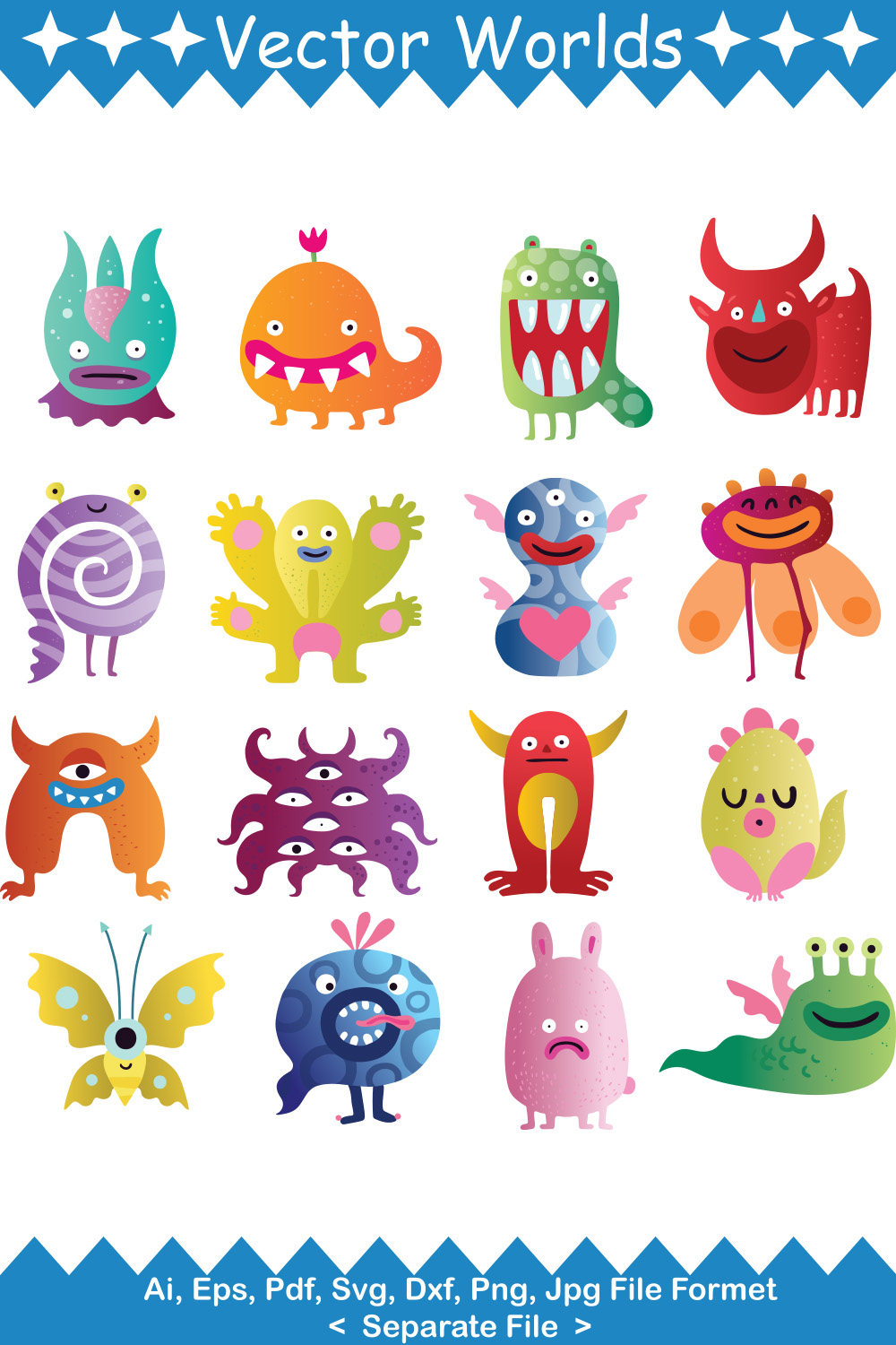 Monster SVG Vector Design pinterest preview image.