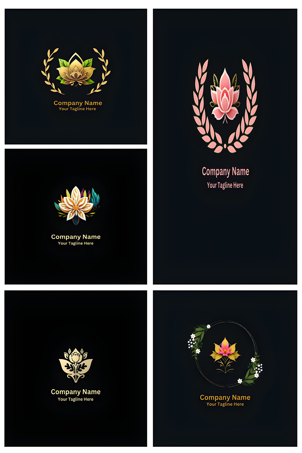 Flower - Luxury Logo Design Template pinterest preview image.
