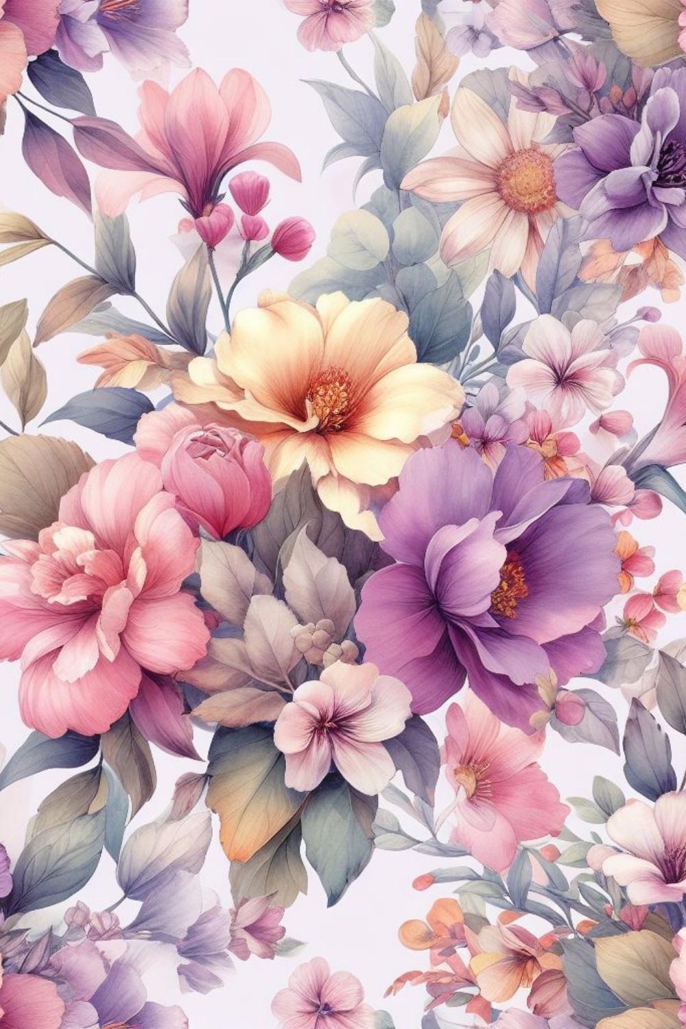 Flower patterns pinterest preview image.