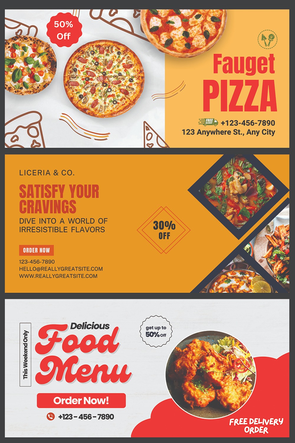 Food Banner - Design Template pinterest preview image.