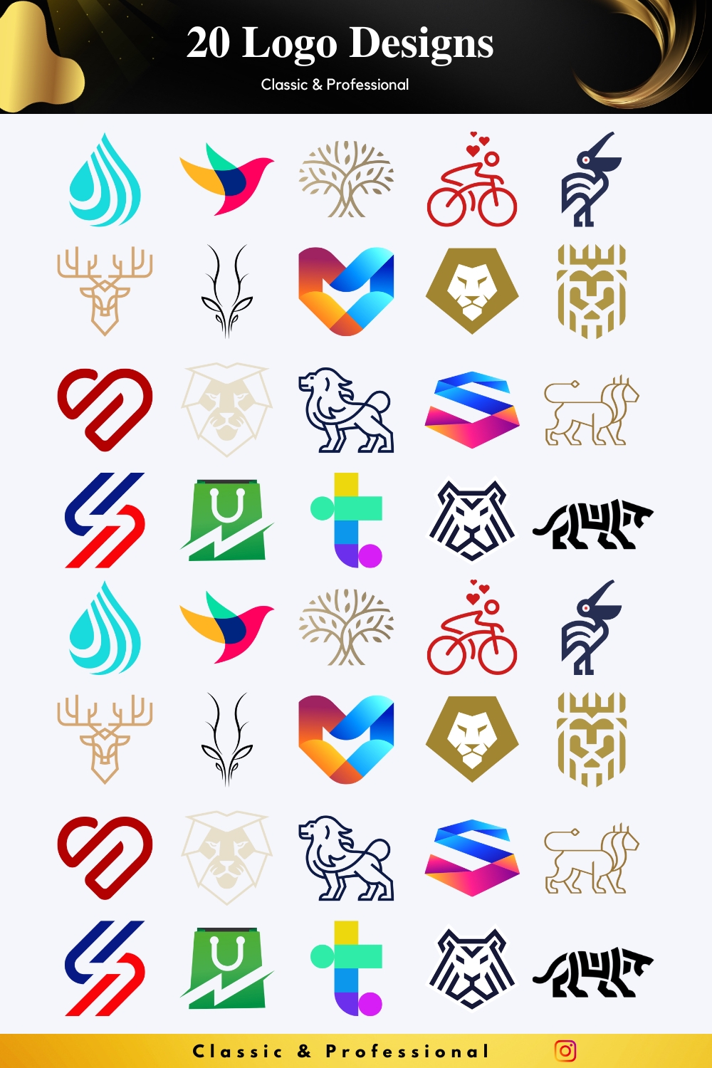 20-Business Logo Collection-(20-Logos Bundle Pack) pinterest preview image.
