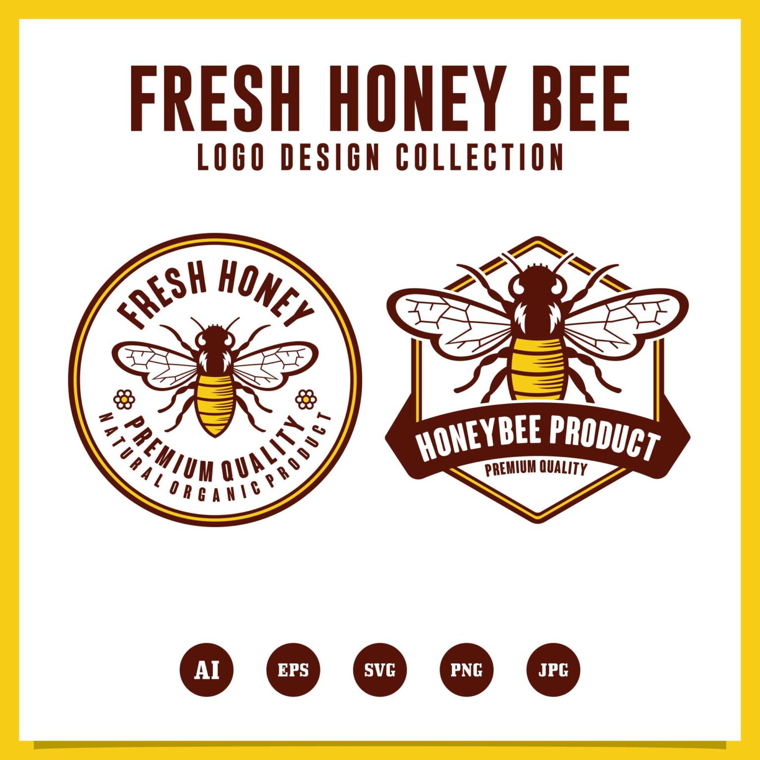 Fresh Honey Bee design logo collection - $5 - MasterBundles