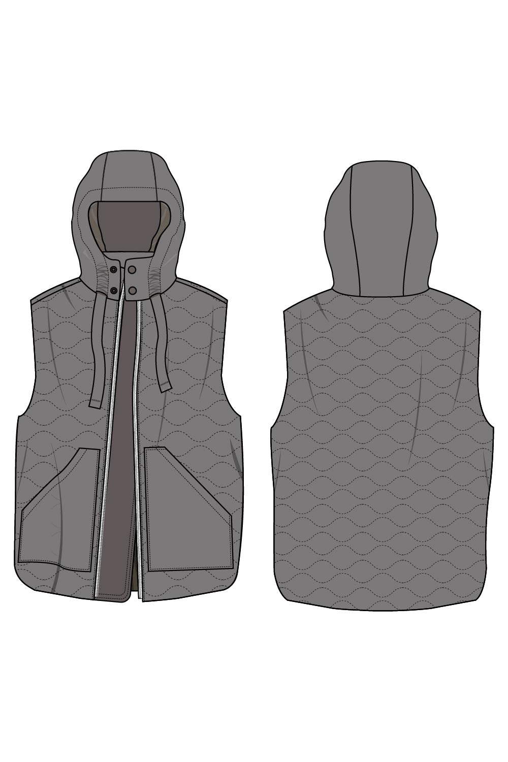 HOODED GILLET WITH CROSS ONION QUIT (MEN'S) pinterest preview image.