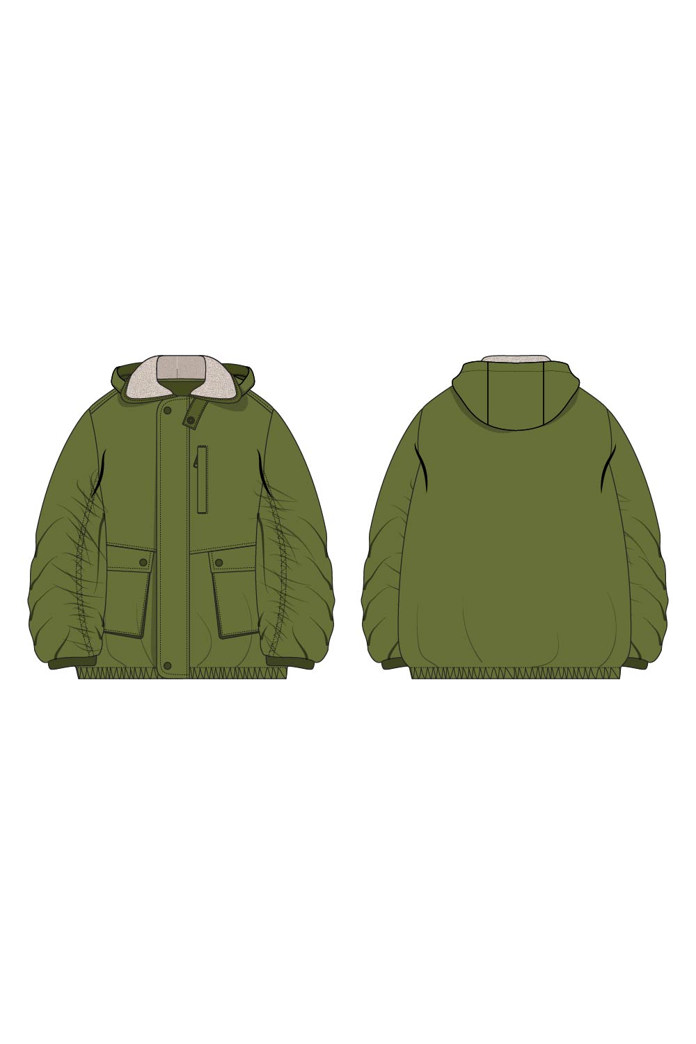 GATHERED SLEEVE JACKET WITH SHERPA LINING COLLAR & DETACHABLE HOODIE (MEN'S) pinterest preview image.