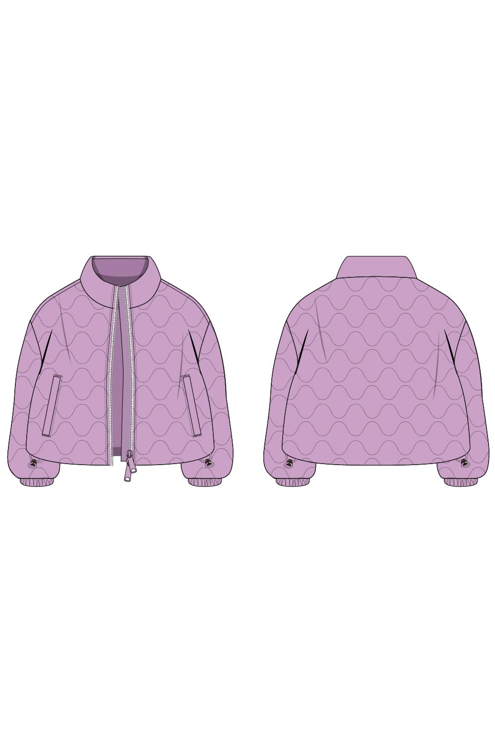 HORIZONTAL ONION QUILTED OVER SIZE CROPPED JACKET (WOMEN'S) pinterest preview image.