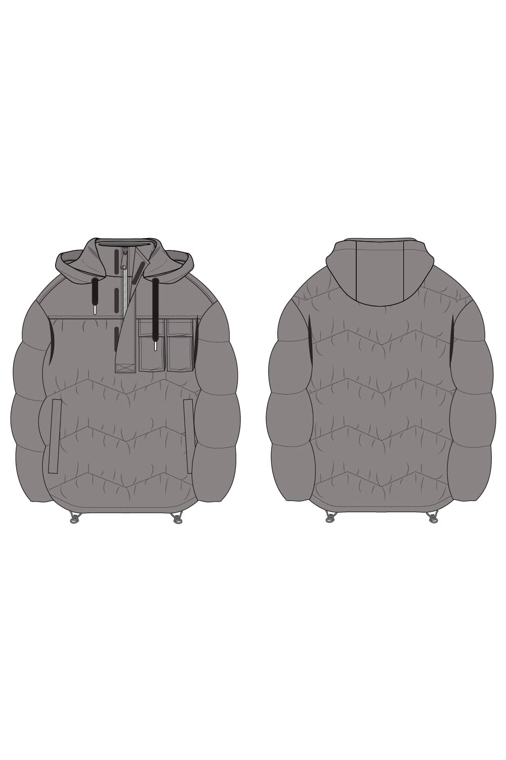 QUILTED OVERSIZE ANORAK / DETACHABLE HOODIE (MEN'S) pinterest preview image.