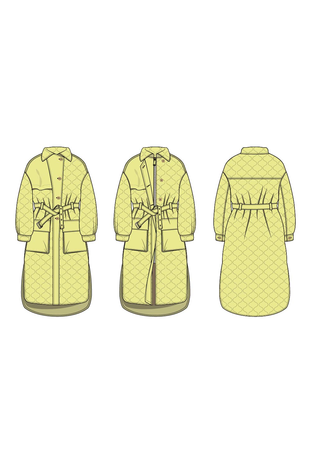 DROP SHOULDER ONION QUILTED TRENCH COAT (WOMEN'S) pinterest preview image.