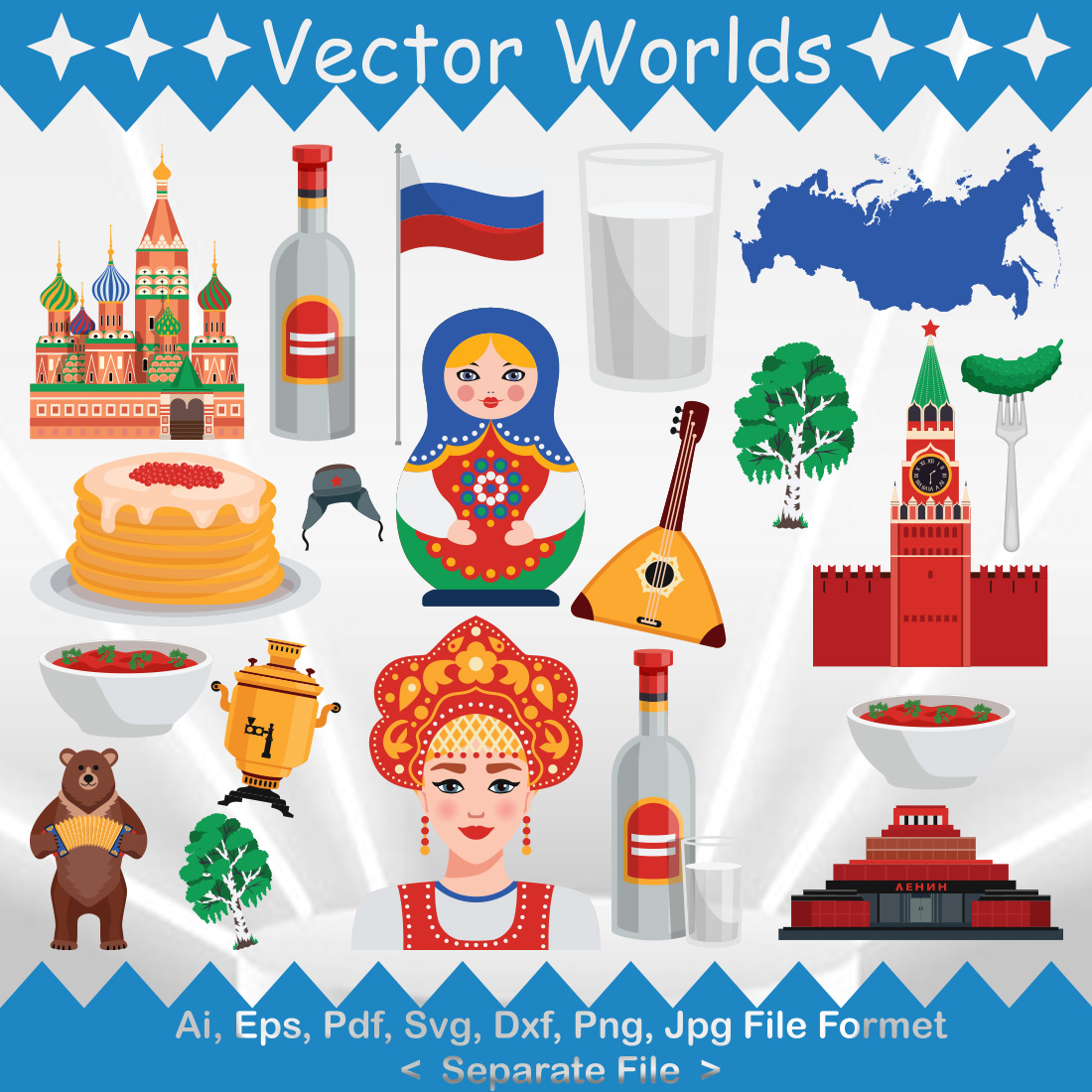 Russia Country Symbol SVG Vector Design preview image.