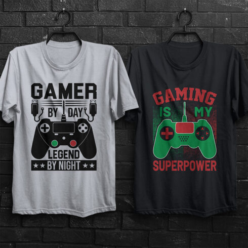 Gaming T-shirt Design Bundle Files cover image.
