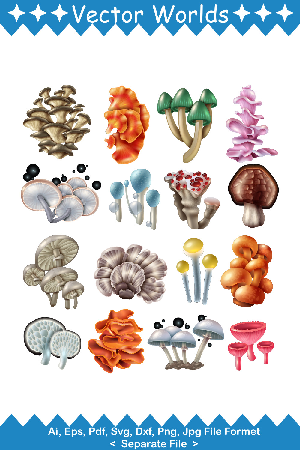 Mushrooms SVG Vector Design pinterest preview image.