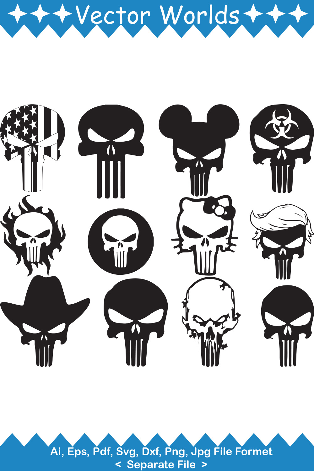 Punisher SVG Vector Design pinterest preview image.