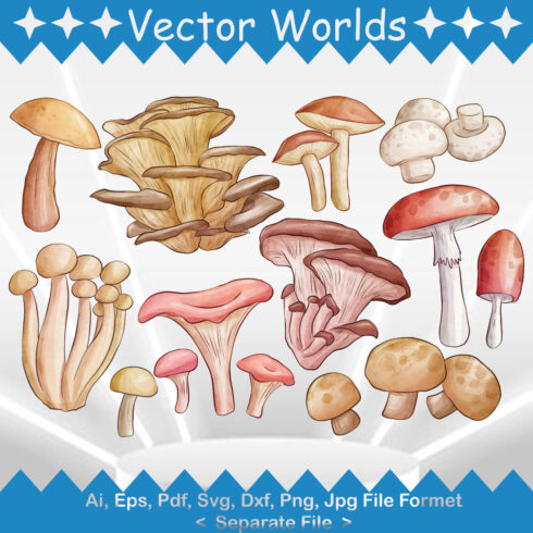 Mushrooms SVG Vector Design cover image.