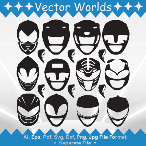 Power Ranger Mask SVG Vector Design cover image.