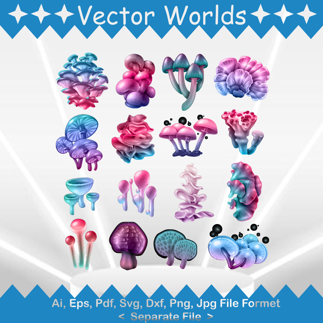 Mushrooms SVG Vector Design preview image.