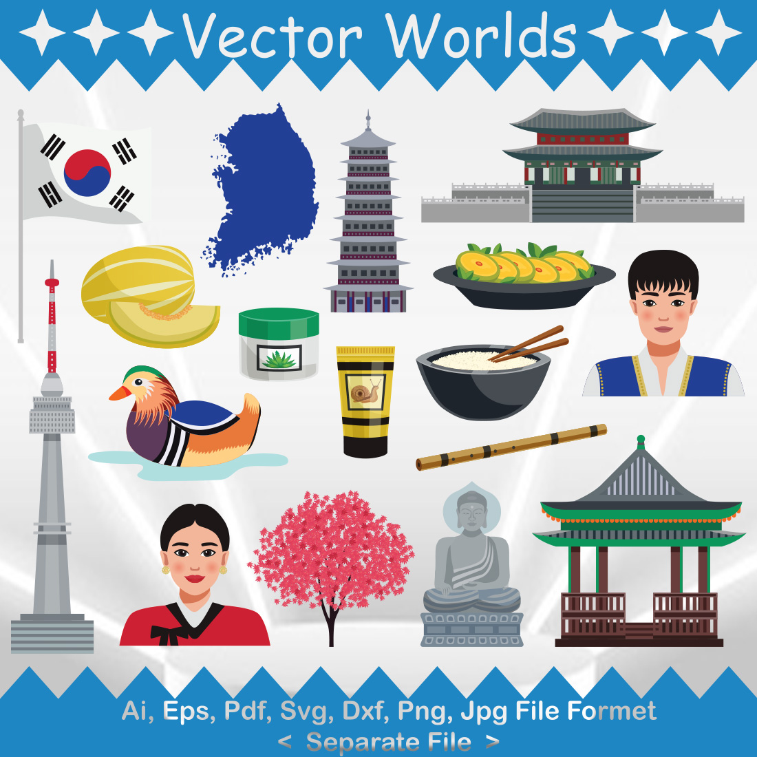 South Korea Country Symbol SVG Vector Design preview image.