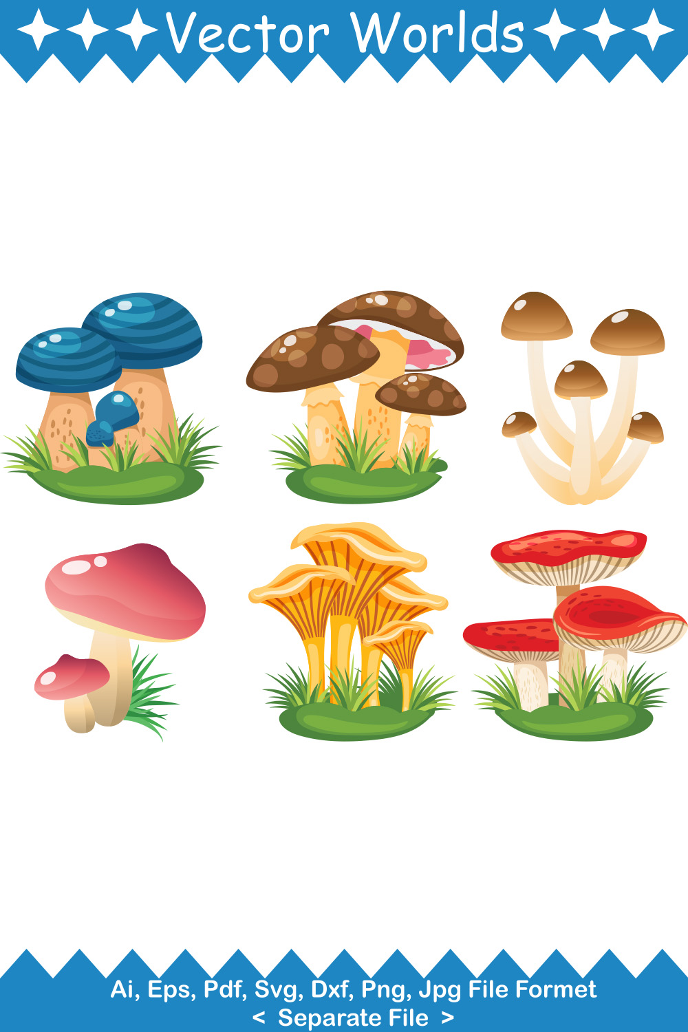 Mushrooms SVG Vector Design pinterest preview image.