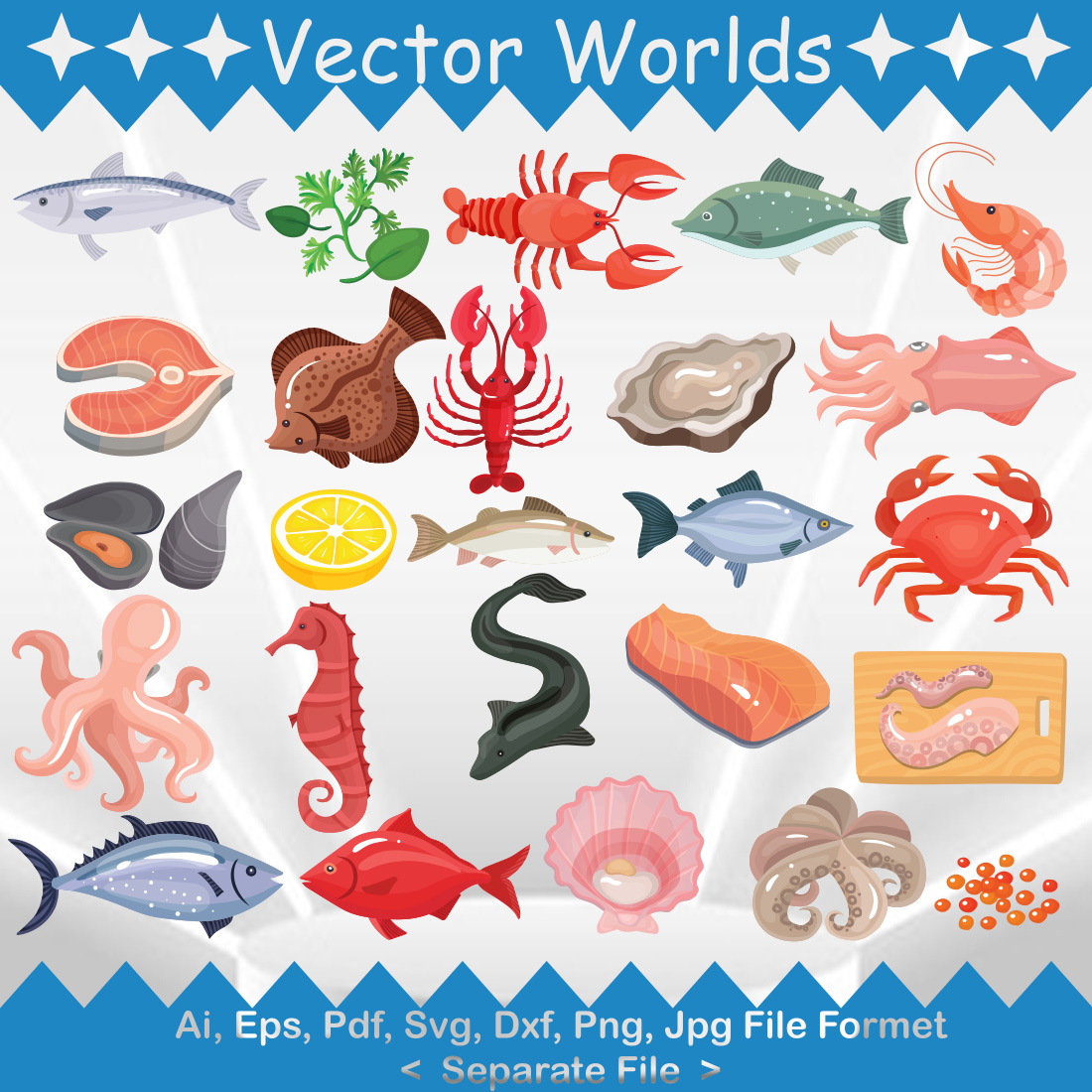 Seafood SVG Vector Design preview image.