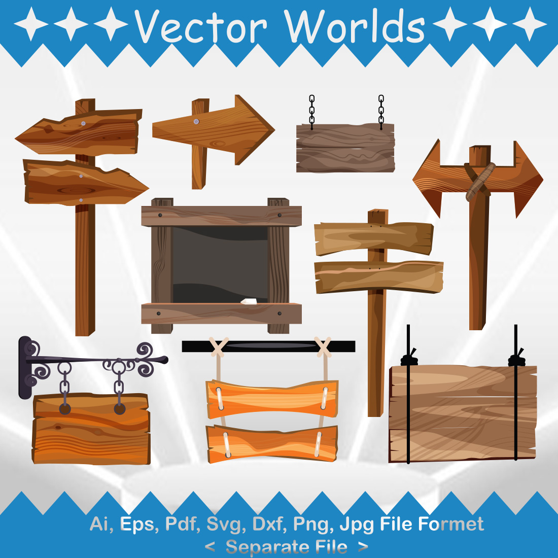 Wooden signboard SVG Vector Design preview image.