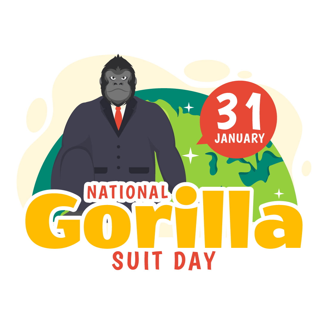 9 National Gorilla Suit Day Illustration preview image.