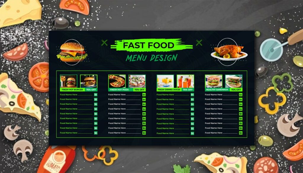 Digital Fast Food Menu Template - MasterBundles
