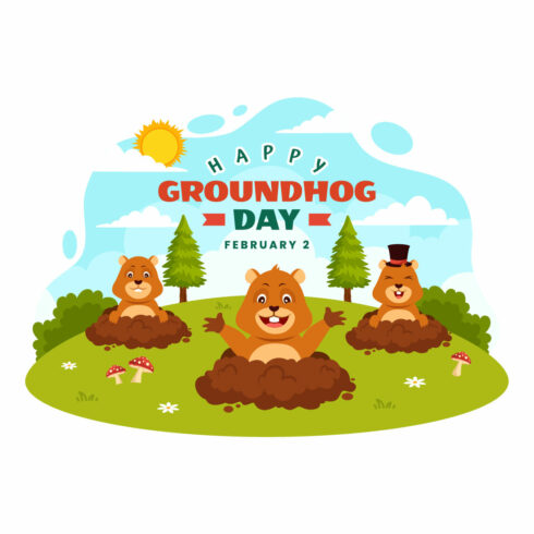 12 Happy Groundhog Day Illustration cover image.